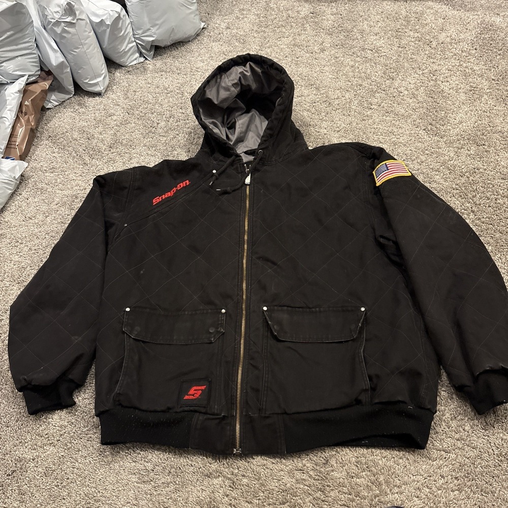 Snap On Tools Jacket Black Canvas Full Zip Quilted Wo… - Gem
